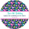 Pink teal green cartoon dinosaur illustration label