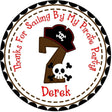 Pirate birthday sticker with pirate hat and skull design
