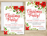 Poinsettia Christmas Or Holiday Party Invitations