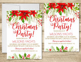 Poinsettia Christmas Or Holiday Party Invitations
