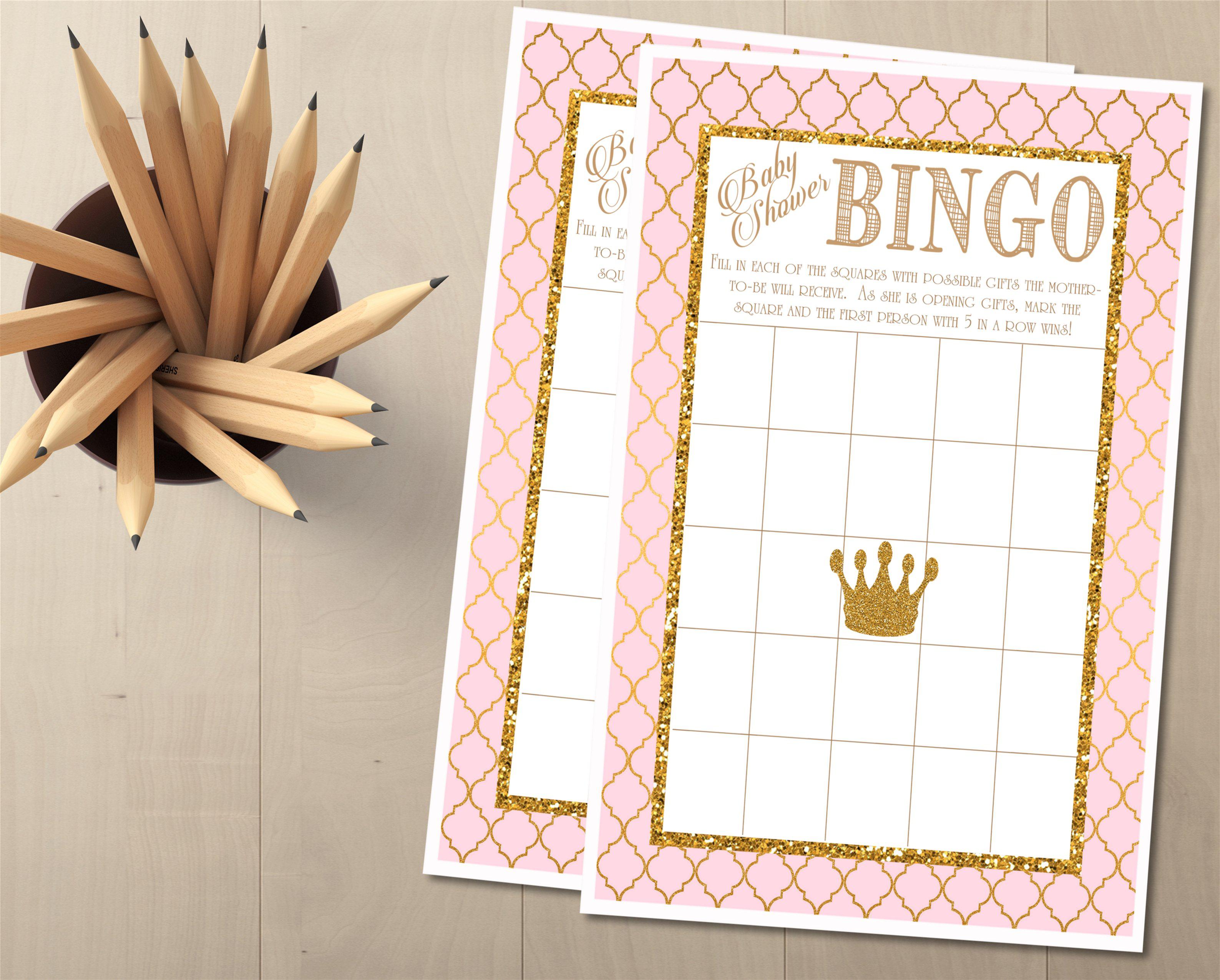 Princess Baby Shower Bingo Cards