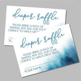 Printable Blue Watercolor Baby Shower Diaper Raffle Tickets