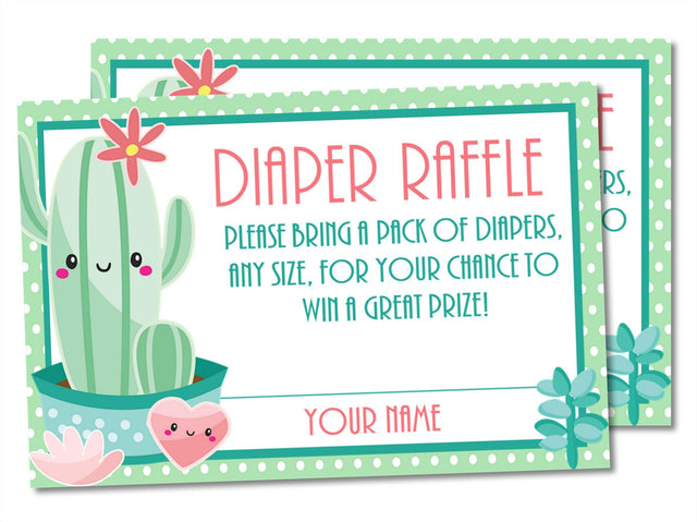 Printable Cactus Baby Shower Diaper Raffle Tickets