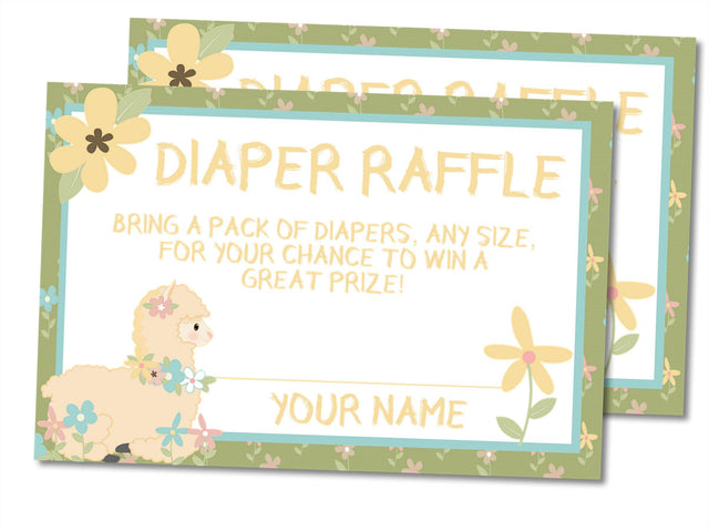 Printable Daisy & Llama Baby Shower Diaper Raffle Tickets