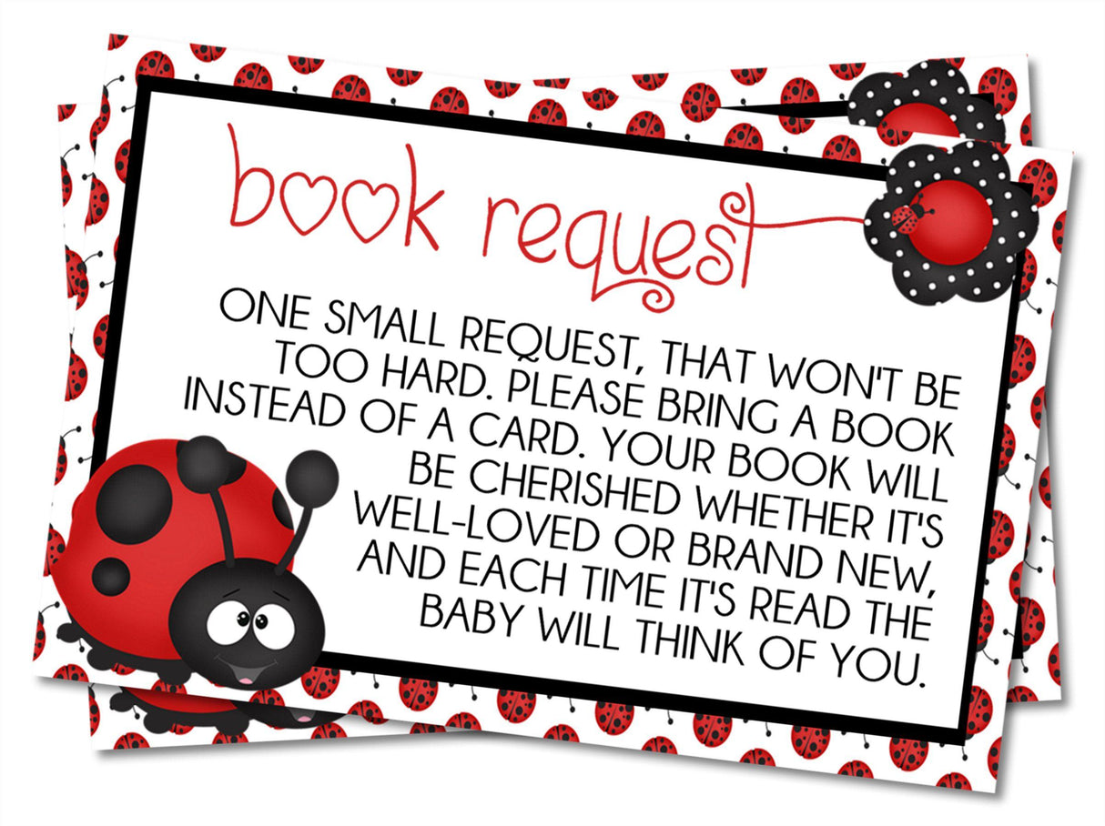 Printable Ladybug Baby Shower Book Request Cards