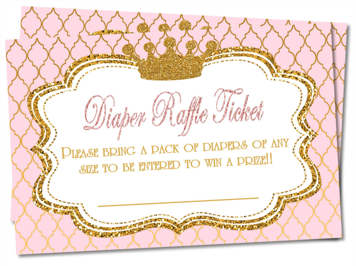 Printable Princess Baby Shower Diaper Raffle Tickets