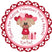 Puppy Valentine sticker with heart balloons and gift