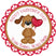 Puppy holding heart balloon personalized Valentine sticker