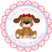 Puppy with conversation hearts personalized Valentine sticker