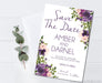 Purple And Pink Wedding Save The Date Cards