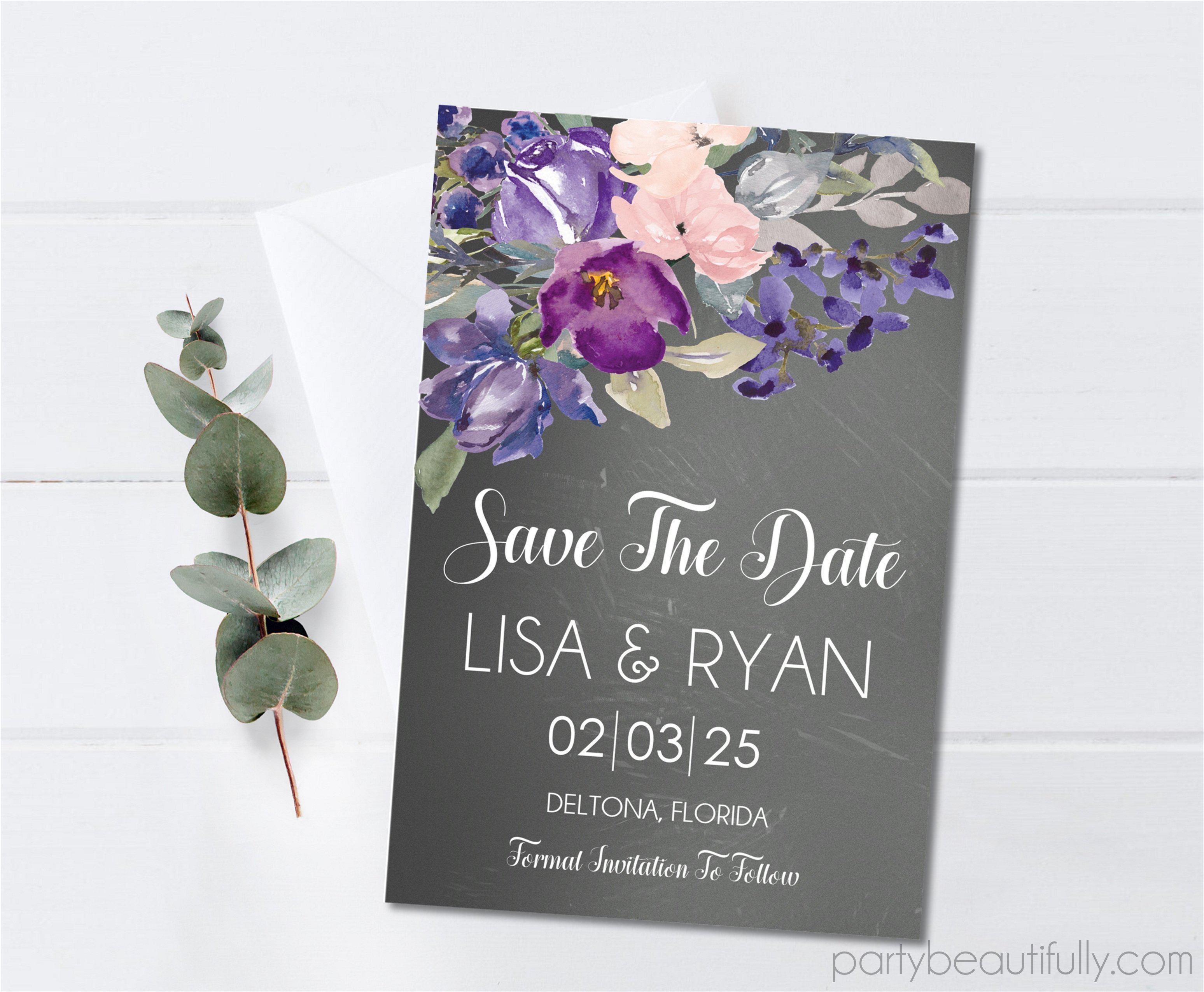 Purple And Pink Wedding Save The Date Cards