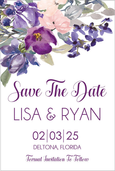 Purple And Pink Wedding Save The Date Cards