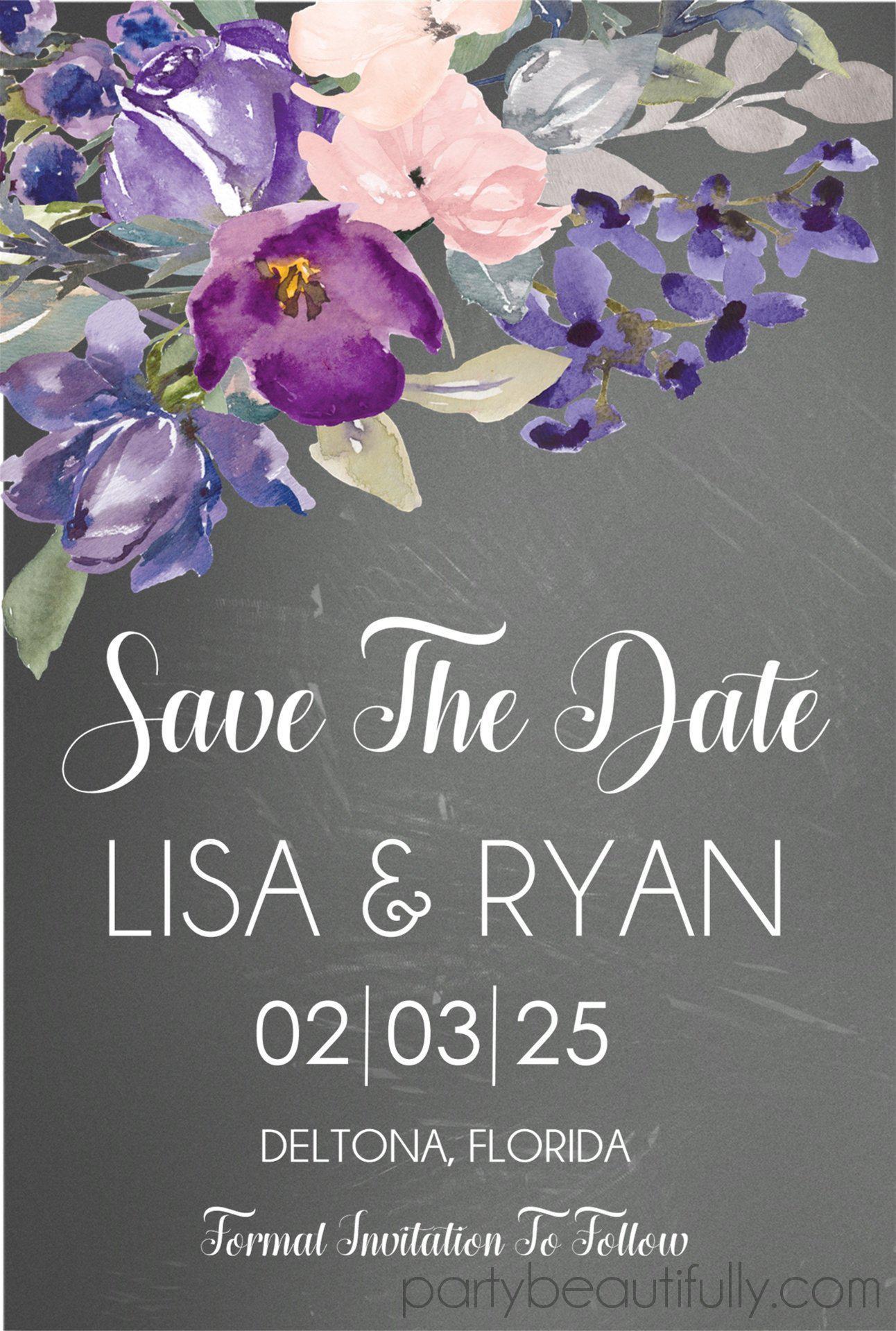 Purple And Pink Wedding Save The Date Cards