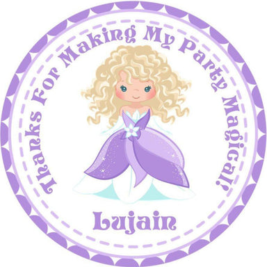 Purple Princess Birthday Party Stickers