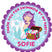 Purple-haired mermaid treasure chest birthday sticker design