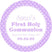 Purple First Communion sticker with name