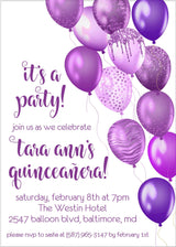 Purple quinceanera birthday invitation