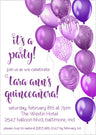 Purple quinceanera birthday invitation