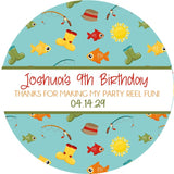 REEL fun fishing party favor label
