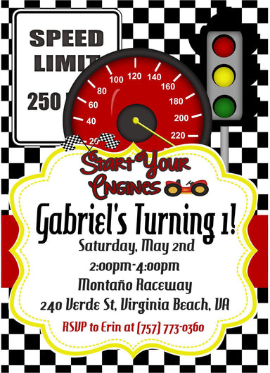 Racecar Birthday Party Invitations