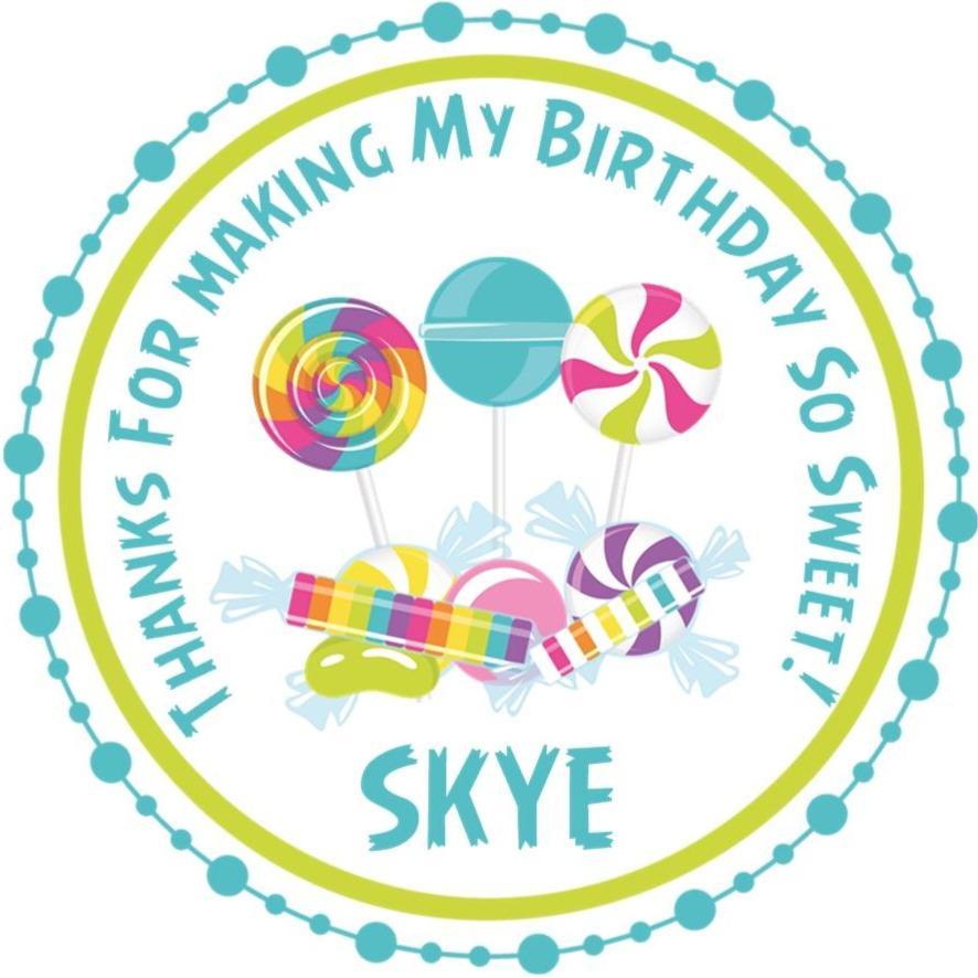 Rainbow candy birthday sticker