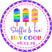Rainbow popsicle sticker with purple border