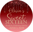 Red Sweet Sixteen birthday sticker with personalized name