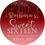 Red Sweet Sixteen sticker with personalized name