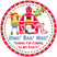 Red barn farm girl birthday sticker design