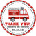 Red fire truck birthday sticker with white background