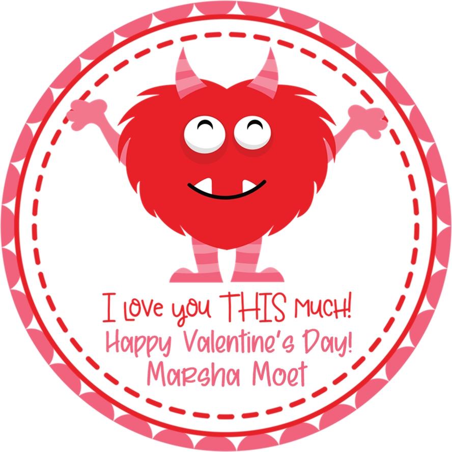 Red furry monster Valentine sticker
