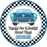 Retro convertible birthday label with custom name