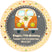 Retro orange hippie bus birthday sticker flower border