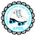 Retro turquoise skating party favor label design