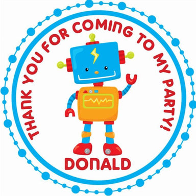 Robot Birthday Party Stickers