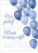 Royal Blue Balloon Birthday Party Invitations