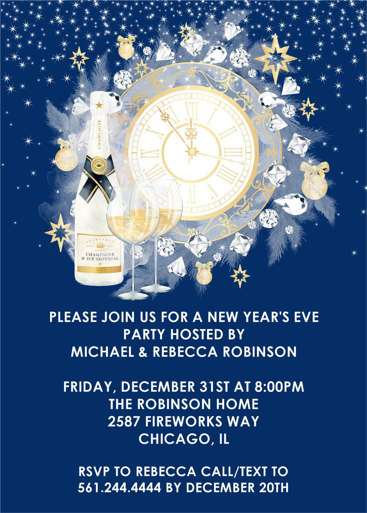 Royal Blue New Years Eve Party Invitations