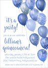Royal blue balloon birthday party invitations