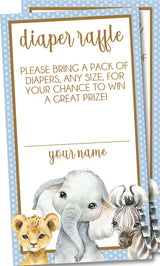 Safari Animals Diaper Raffle Tickets