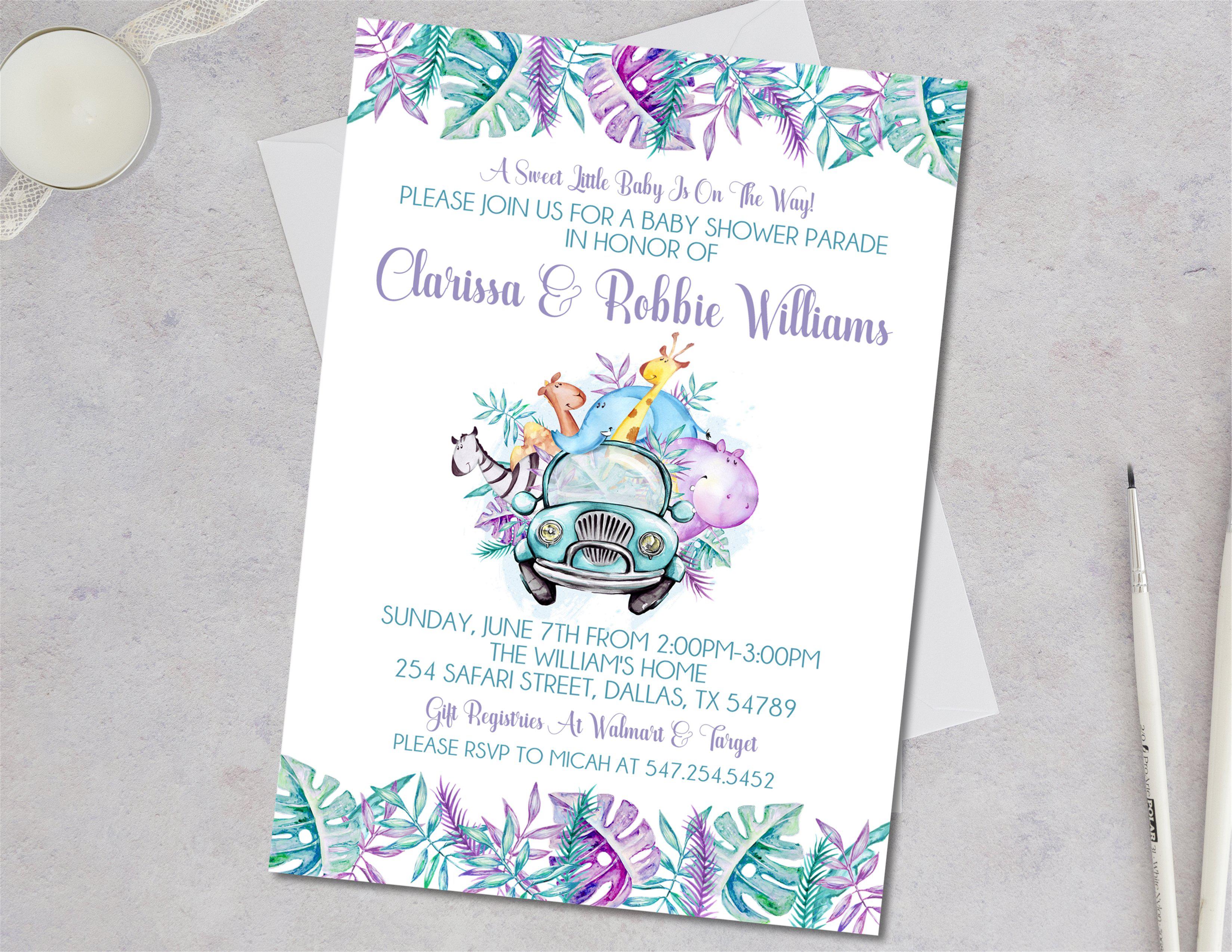 Safari Drive By Baby Shower Invitations