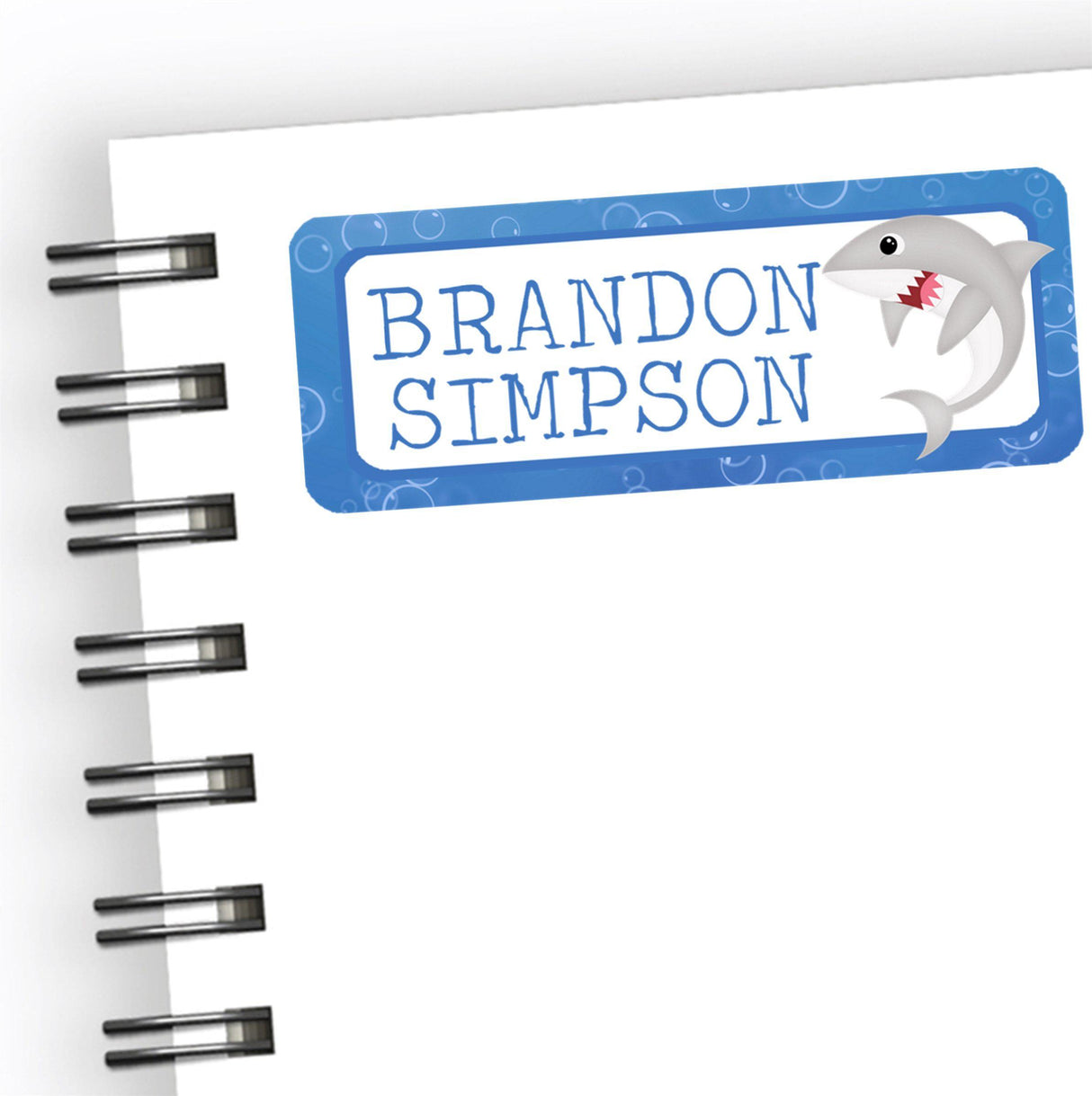 Shark back to school name label with ocean style border