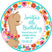 Side-pose llama birthday sticker with flowers
