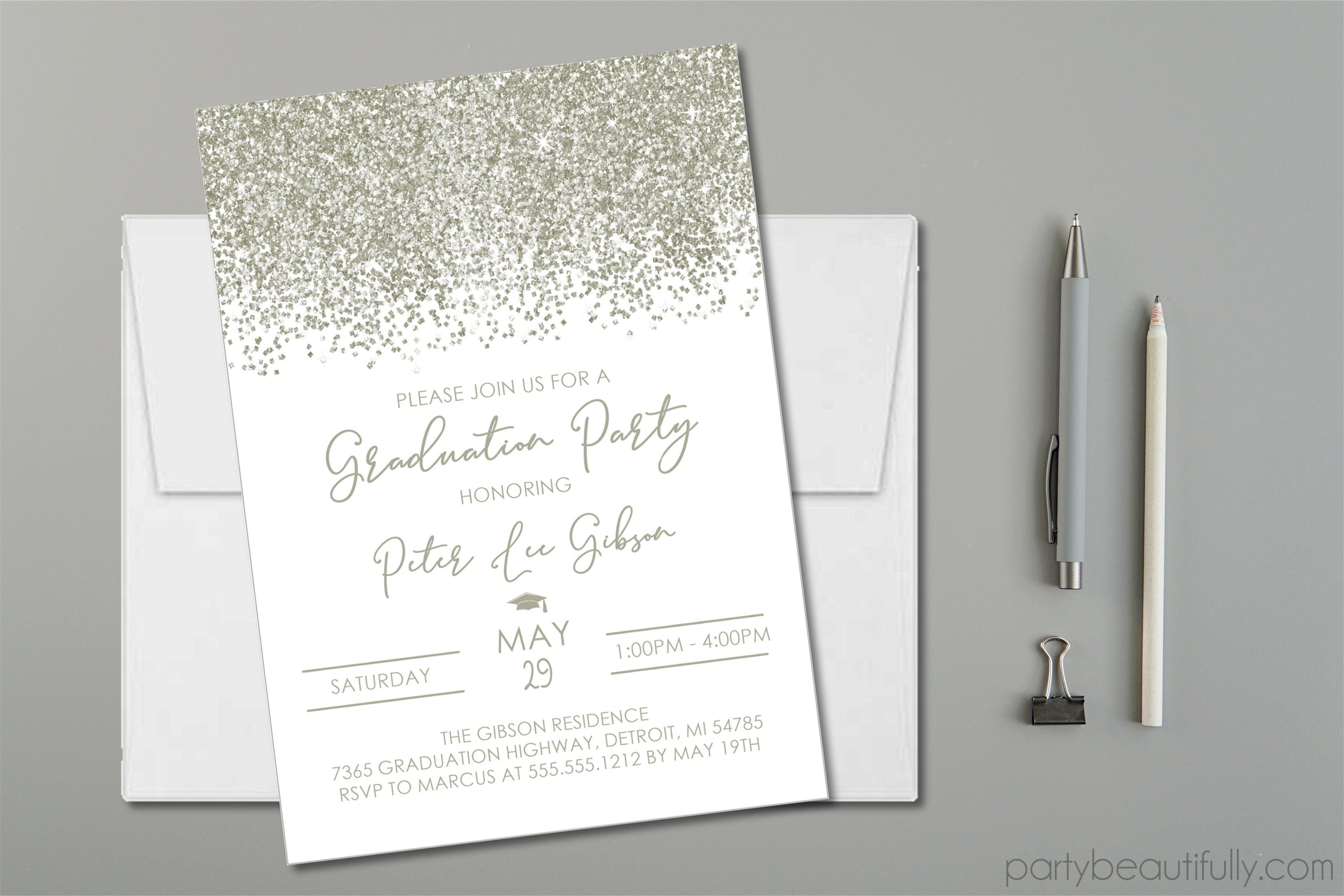 Silver Graduation Party Invitations