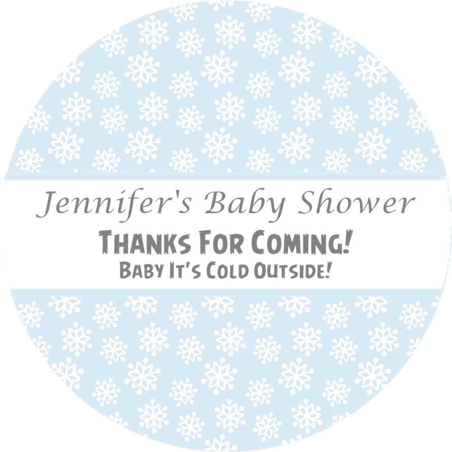Snowflake pattern baby shower favor label