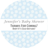 Snowflake pattern baby shower favor label