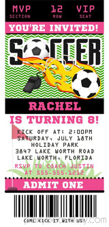 Soccer Birthday Party Ticket Invitations