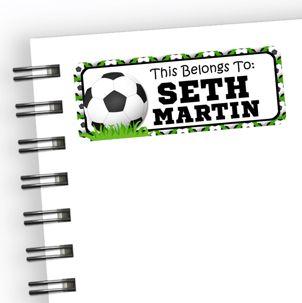 Soccer ball personalized school supply label
