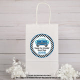 Sock hop and rock and roll themed party favor sticker