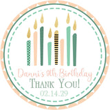 Soft pastel candles birthday favor label