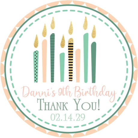 Soft pastel candles birthday favor label
